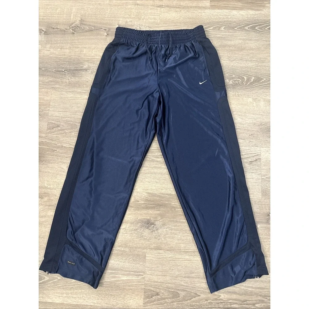 Vintage Nike Satin Track Warm Up Pants XL Navy Blue